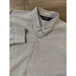 Norma Kamali Mens Gray White Stripe‎ Button Down Long Sleeve Shirt XL